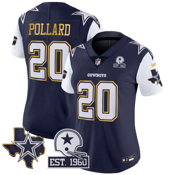 Women's Cowboys Texas Patch Gold Trim Vapor Jersey - All Stitched - Image 28