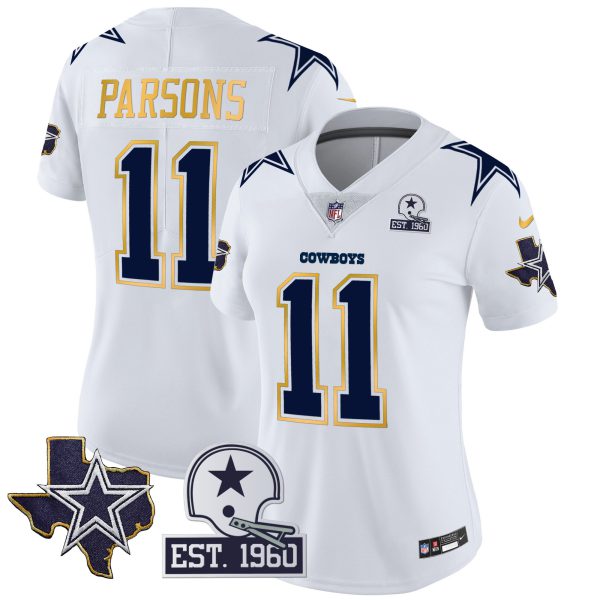 Women's Cowboys Texas Patch Gold Trim Vapor Jersey - All Stitched - Image 29