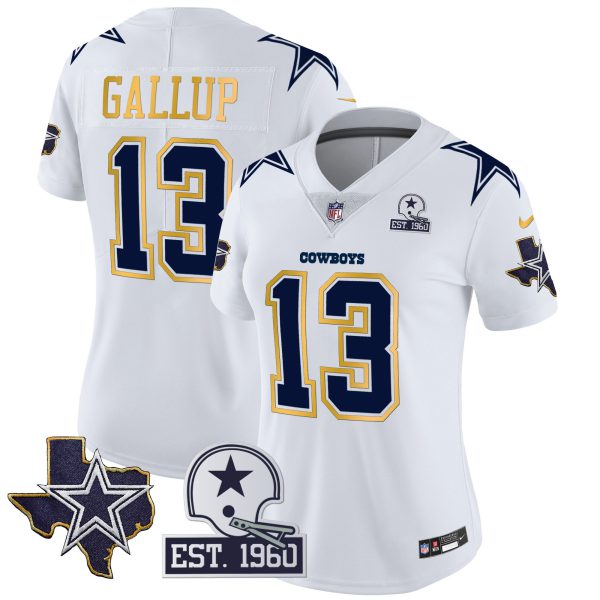 Women's Cowboys Texas Patch Gold Trim Vapor Jersey - All Stitched - Image 33