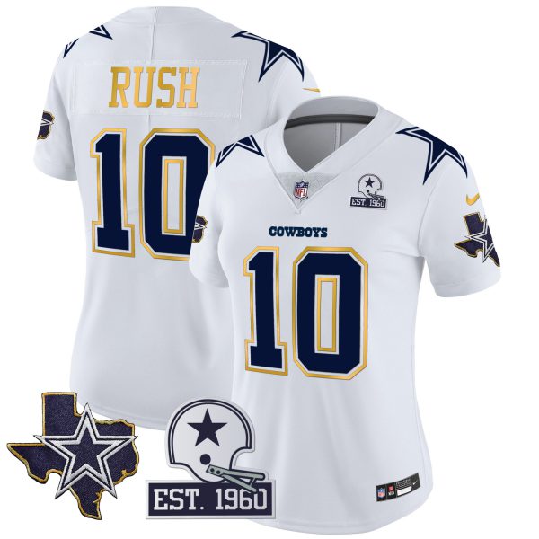 Women's Cowboys Texas Patch Gold Trim Vapor Jersey - All Stitched - Image 34