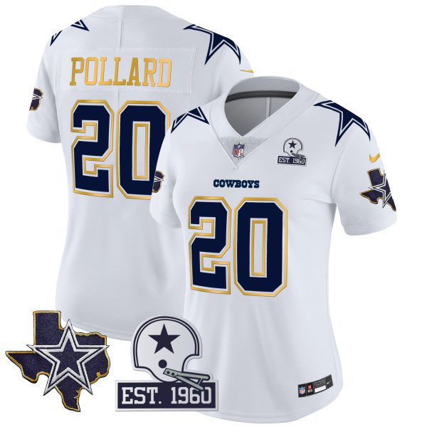 Women's Cowboys Texas Patch Gold Trim Vapor Jersey - All Stitched - Image 35