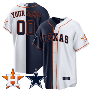 Split Astros - Cowboys Cool Base Custom Jersey - All Stitched