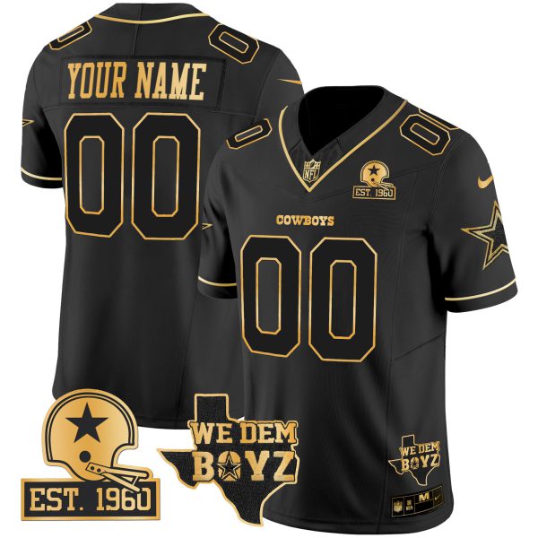 Cowboys Est. 1960 & We Dem Boyz Patch Gold Vapor Limited Custom Jersey V2 - All Stitched - Image 3