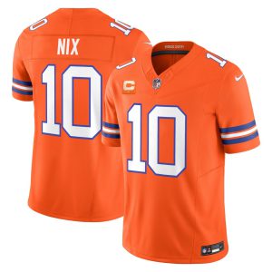 Bo Nix Denver Broncos 1977 Throwback Orange Jersey - All Stitched