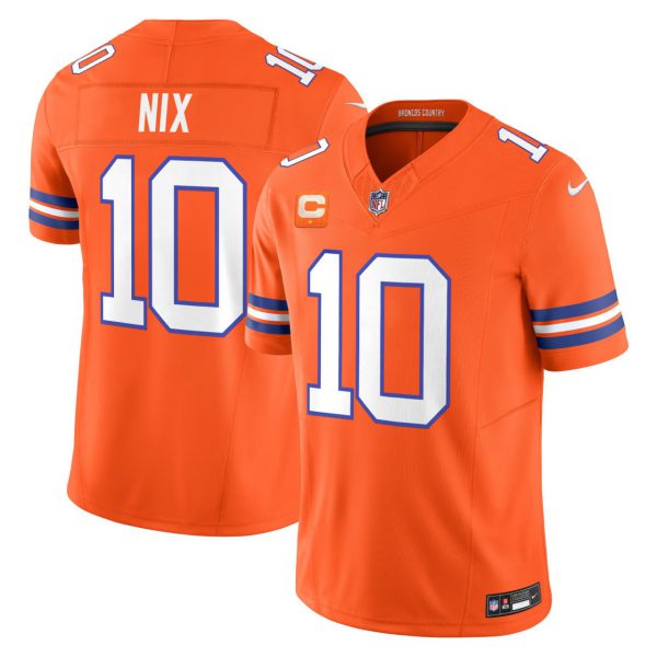 Bo Nix Denver Broncos 1977 Throwback Orange Jersey - All Stitched