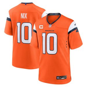 Bo Nix Denver Broncos Orange Jersey - All Stitched