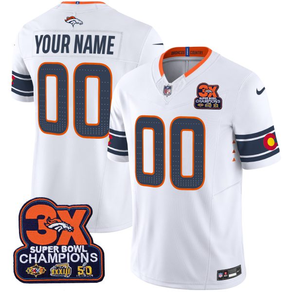 Denver Broncos 3x Patch "Colorado Flag" Vapor Limited Custom Jersey - All Stitched - Image 2