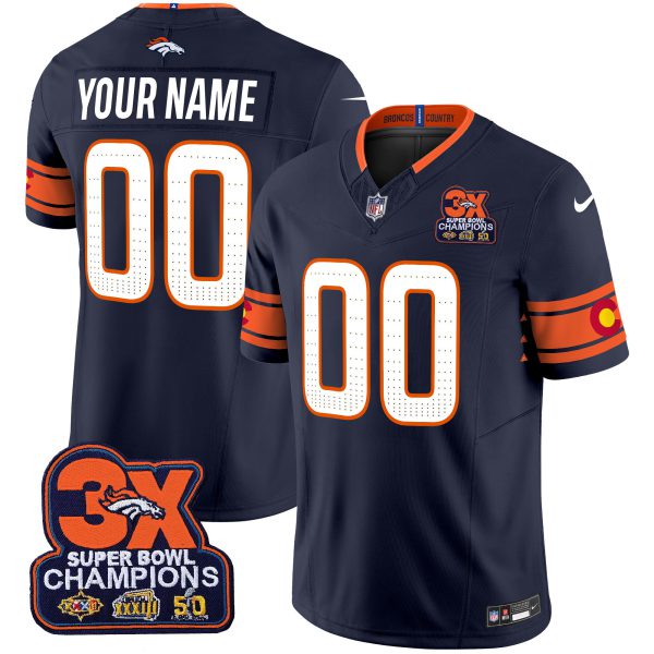 Denver Broncos 3x Patch "Colorado Flag" Vapor Limited Custom Jersey - All Stitched - Image 3
