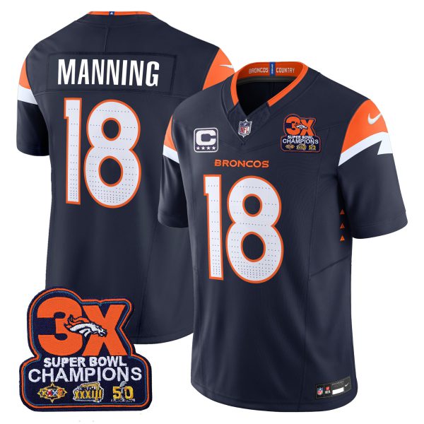 Men's Denver Broncos 3-Time Champions Patch Vapor Limited Jersey - All Stitched - Image 19
