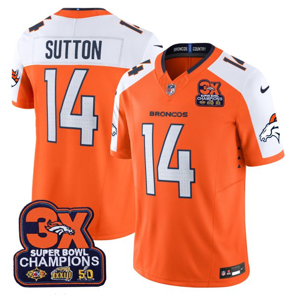 Men's Denver Broncos 3-Time Champions Patch Vapor Limited Jersey - All Stitched - Image 24