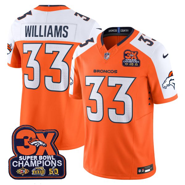 Men's Denver Broncos 3-Time Champions Patch Vapor Limited Jersey - All Stitched - Image 25