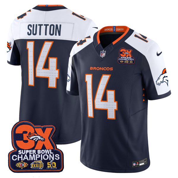 Men's Denver Broncos 3-Time Champions Patch Vapor Limited Jersey - All Stitched - Image 31