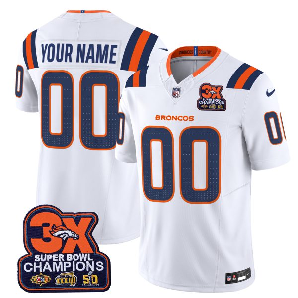 Denver Broncos 3-Time Champions Patch Vapor Limited Custom Jersey V2 - All Stitched - Image 2
