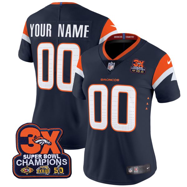 Denver Broncos 3-Time Champions Patch Vapor Limited Custom Jersey - All Stitched - Image 8