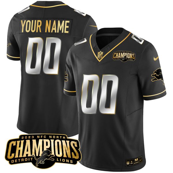 Detroit Lions 2023 NFC North Champions Patch Gold Vapor Custom Jersey - All Stitched - Image 2