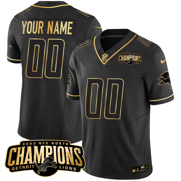 Detroit Lions 2023 NFC North Champions Patch Gold Vapor Custom Jersey - All Stitched - Image 3