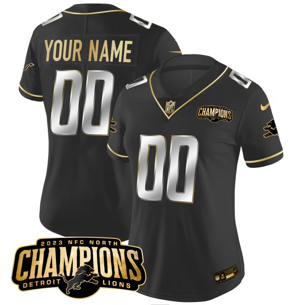 Detroit Lions 2023 NFC North Champions Patch Gold Vapor Custom Jersey - All Stitched - Image 6