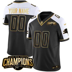 Detroit Lions 2023 NFC North Champions Patch Gold Vapor Custom Jersey - All Stitched