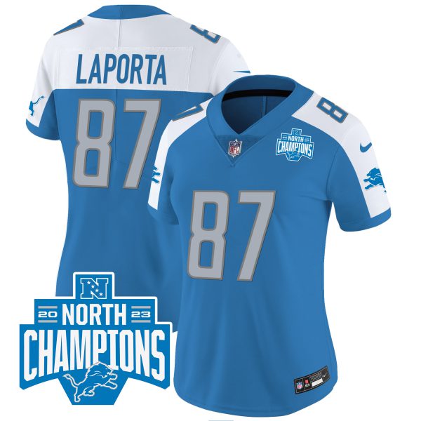Women's Detroit Lions 2023 NFC North Division Champions Patch Vapor Jersey - All Stitched - Image 12