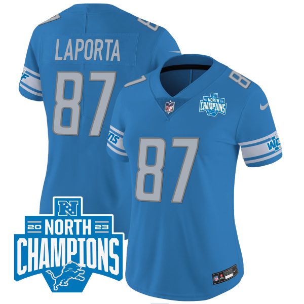 Women's Detroit Lions 2023 NFC North Division Champions Patch Vapor Jersey - All Stitched - Image 18