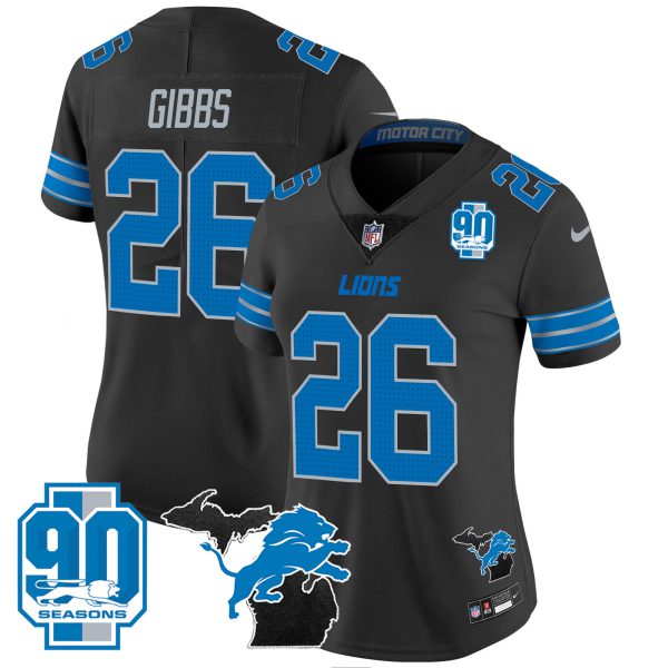 Women's Detroit Lions 2024 Michigan & 90th Year Patch Vapor Jersey - All Stitched - Image 14