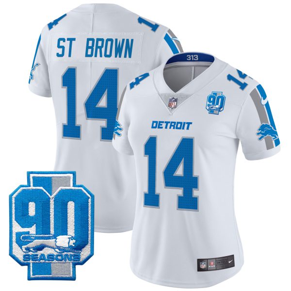Women's Detroit Lions 90th Year Patch Vapor Limited Jersey - All Stitched - Image 10