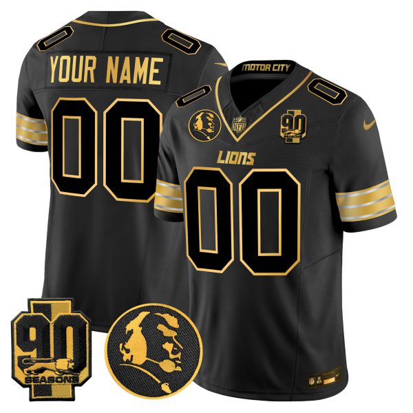 Detroit Lions 2024 90th & John Madden Patch Gold Vapor Limited Custom Jersey - All Stitched - Image 3