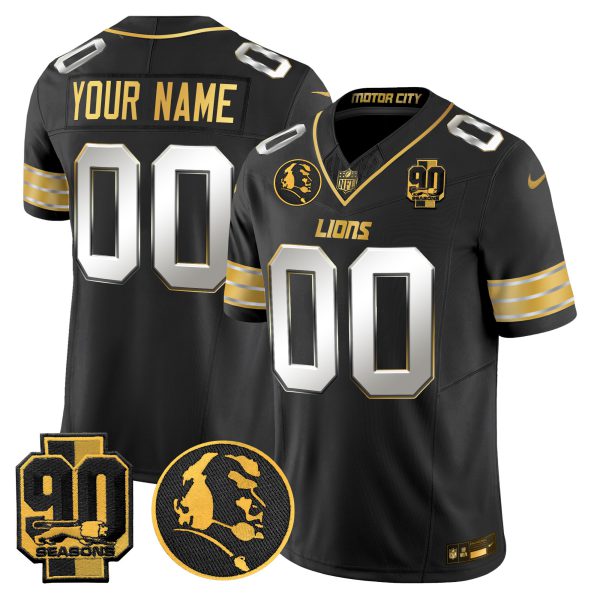 Detroit Lions 2024 90th & John Madden Patch Gold Vapor Limited Custom Jersey - All Stitched - Image 4