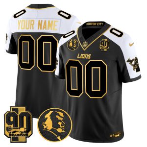 Detroit Lions 2024 90th & John Madden Patch Gold Vapor Limited Custom Jersey - All Stitched