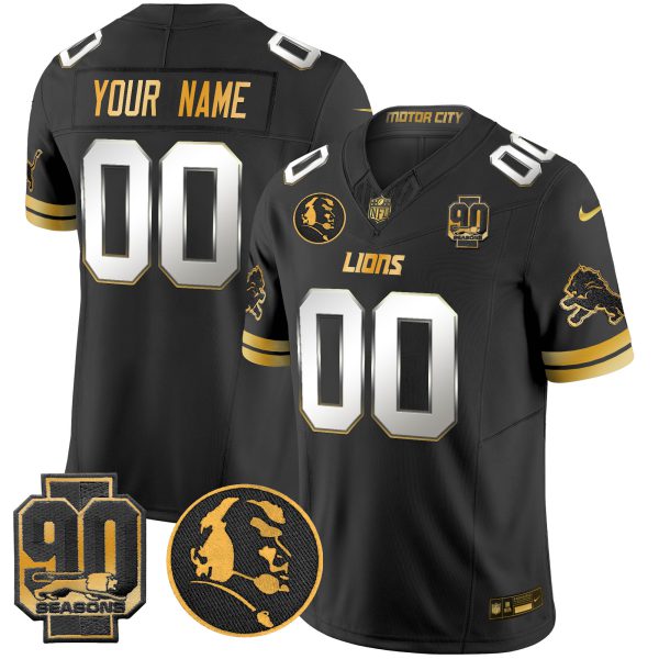Detroit Lions 2024 90th & John Madden Patch Gold Vapor Limited Custom Jersey V2 - All Stitched - Image 4