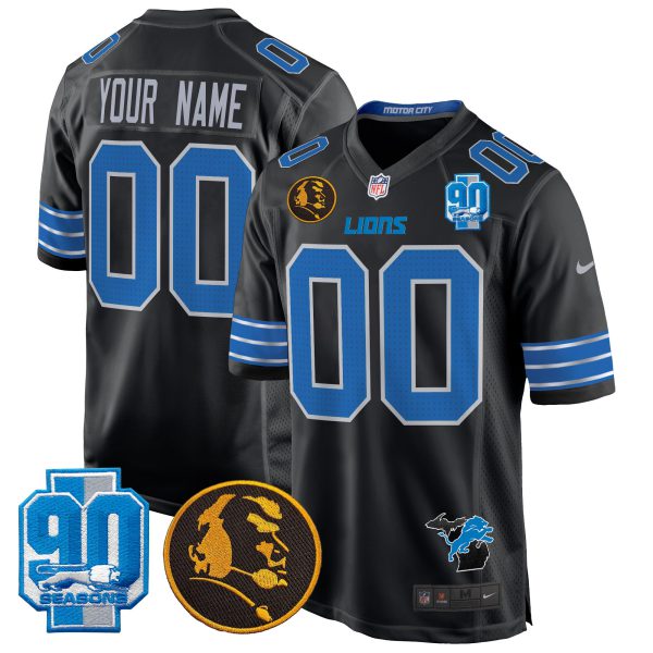 Detroit Lions 2024 90th & John Madden Patch Game Custom Jersey - All Stitched - Image 2
