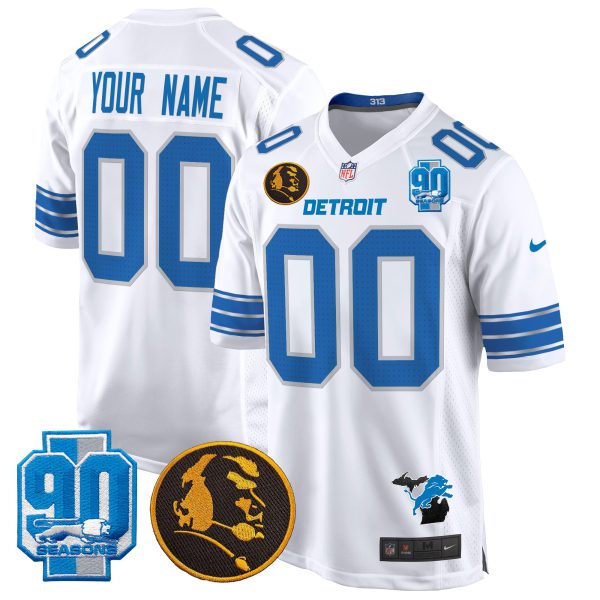 Detroit Lions 2024 90th & John Madden Patch Game Custom Jersey - All Stitched - Image 3