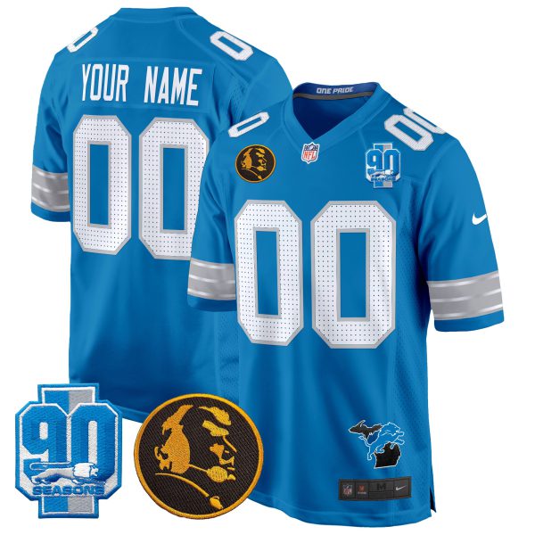 Detroit Lions 2024 90th & John Madden Patch Game Custom Jersey - All Stitched - Image 4