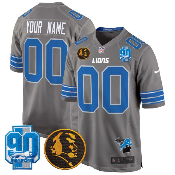 Detroit Lions 2024 90th & John Madden Patch Game Custom Jersey - All Stitched - Image 5