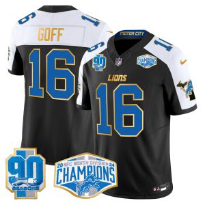 Men's Detroit Lions 2024 NFC North Division Champions Patch Gold Trim Vapor Limited Jersey - All Stitched