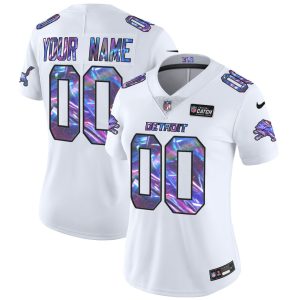 Women's Detroit Lions Crucial Catch White Custom Jersey - All Stitched