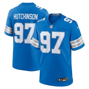 Aidan Hutchinson #97 Detroit Lions Blue Jersey - All Stitched