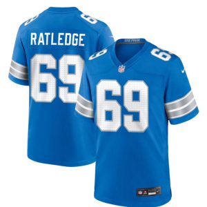 Tate Ratledge #69 Detroit Lions Blue Jersey - All Stitched