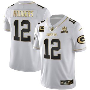 Green Bay Packers White Gold Jersey Est 1919 Patch - All Stitched