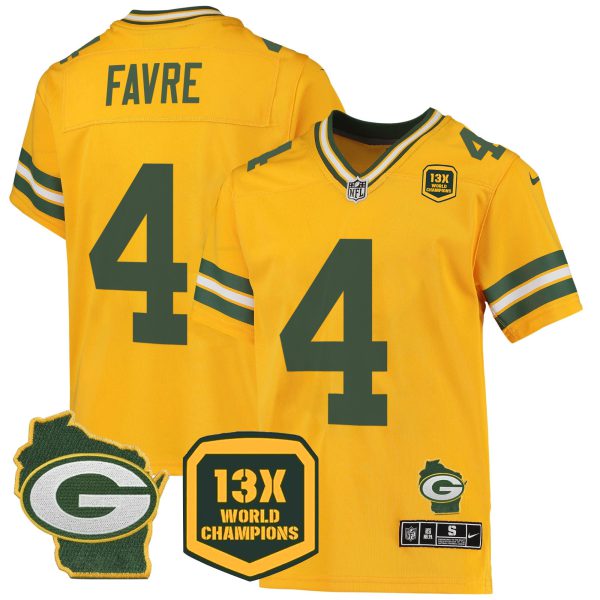 Men's Packers 13 Time World Champions & Home Patch Game Jersey – All Stitched - Image 17