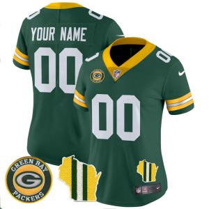 Women Packers Wisconsin State Patch Vapor Limited Jersey - All Stitched