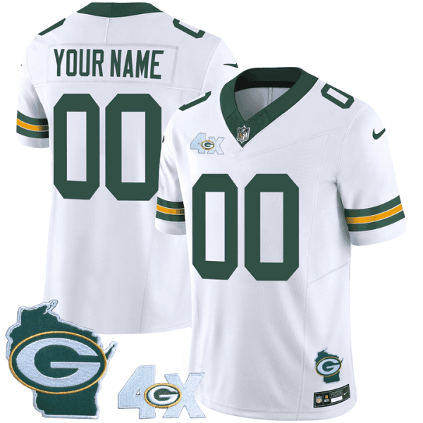 Green Bay Packers 4x Champs & Home Patch Vapor Custom Jersey – All Stitched - Image 2