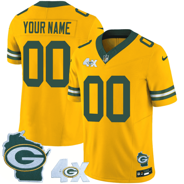 Green Bay Packers 4x Champs & Home Patch Vapor Custom Jersey – All Stitched - Image 3