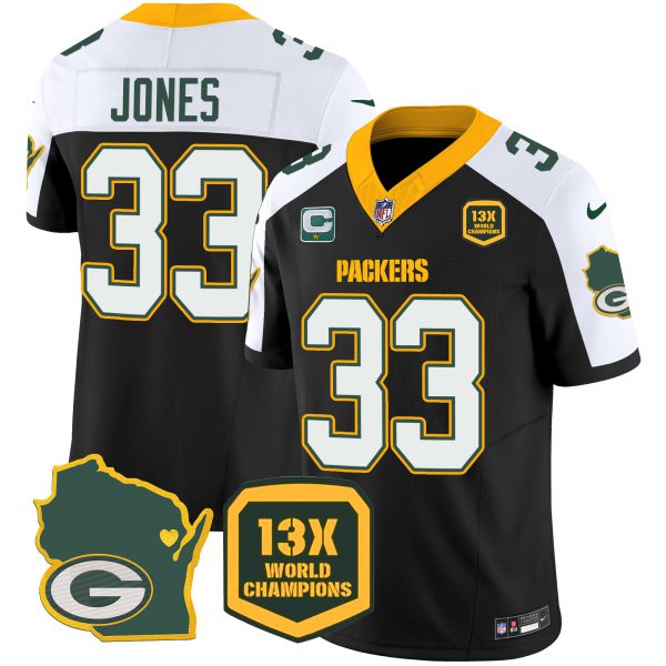 Men's Packers 13 Time World Champions & Home Patch Vapor Jersey V2 – All Stitched - Image 3