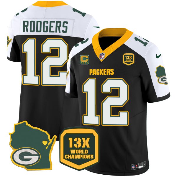 Men's Packers 13 Time World Champions & Home Patch Vapor Jersey V2 – All Stitched - Image 4