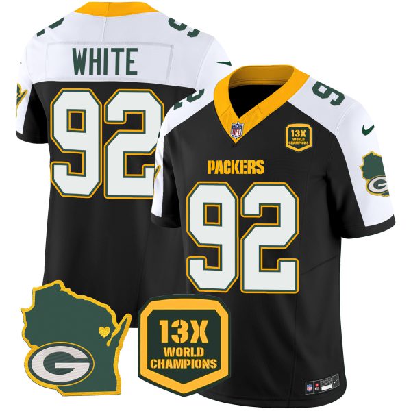 Men's Packers 13 Time World Champions & Home Patch Vapor Jersey V2 – All Stitched - Image 6