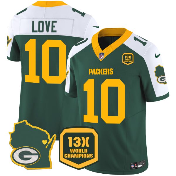 Men's Packers 13 Time World Champions & Home Patch Vapor Jersey V2 – All Stitched - Image 7