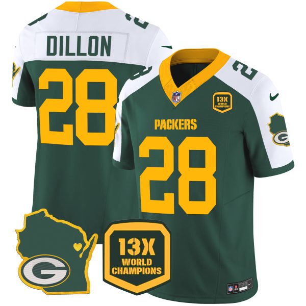 Men's Packers 13 Time World Champions & Home Patch Vapor Jersey V2 – All Stitched - Image 8
