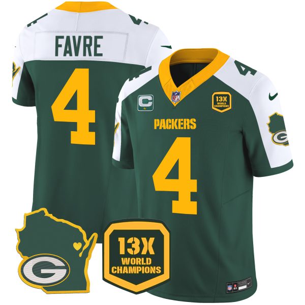 Men's Packers 13 Time World Champions & Home Patch Vapor Jersey V2 – All Stitched - Image 11