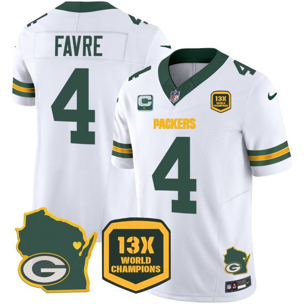 Men's Packers 13 Time World Champions & Home Patch Vapor Jersey V2 – All Stitched - Image 23